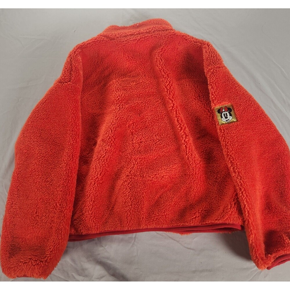 Disney Park Jacket Womens M Orange Heavyweight Fleece Button Pockets Coat - Picture 6 of 12